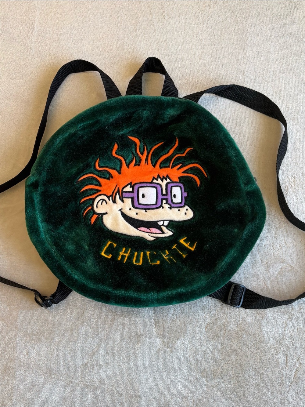 Vintage Rugrats Mini Velvet Backpack with Chuckie Graphic